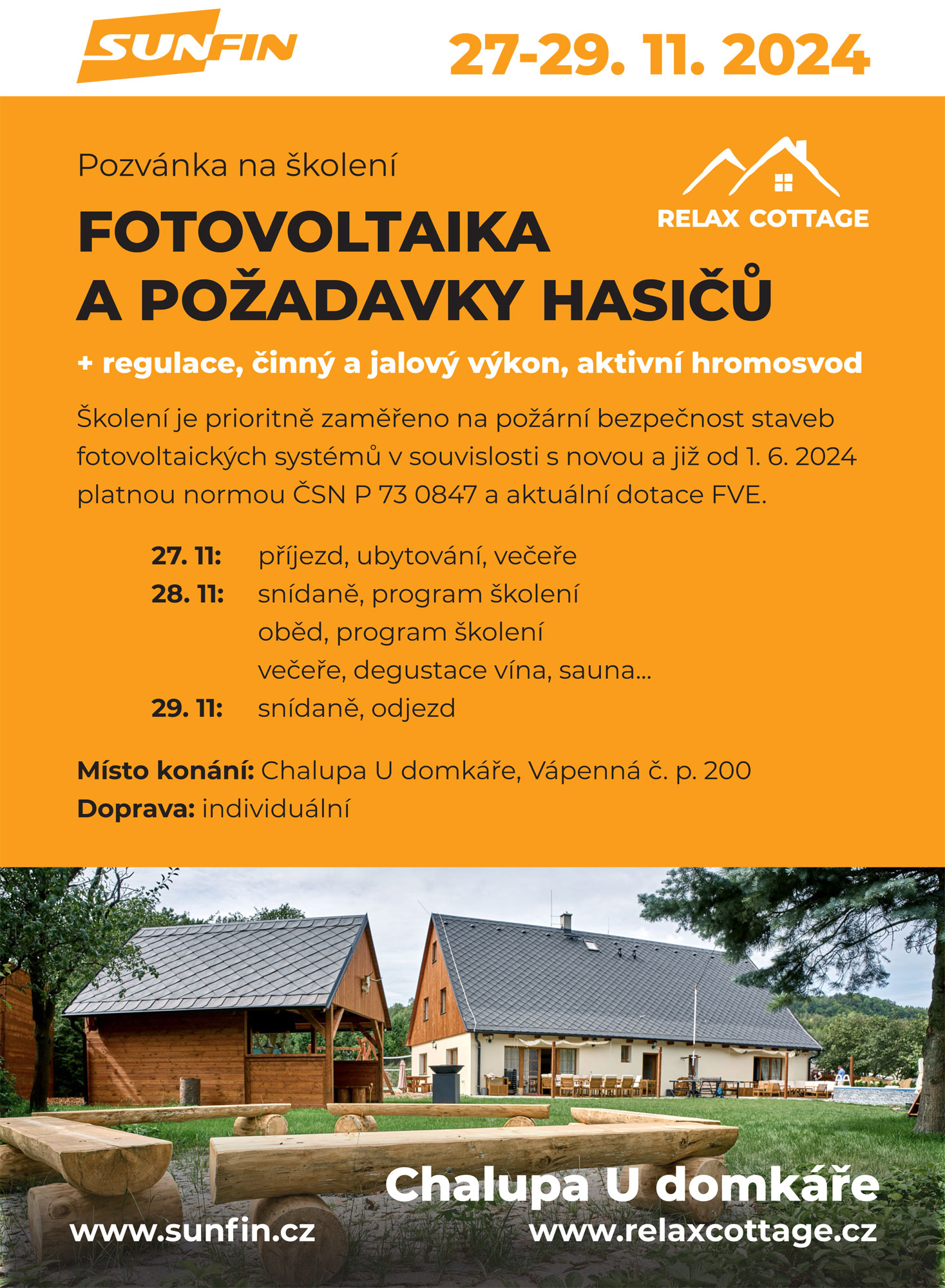 školení SUNFIN chalupa „U domkáře“